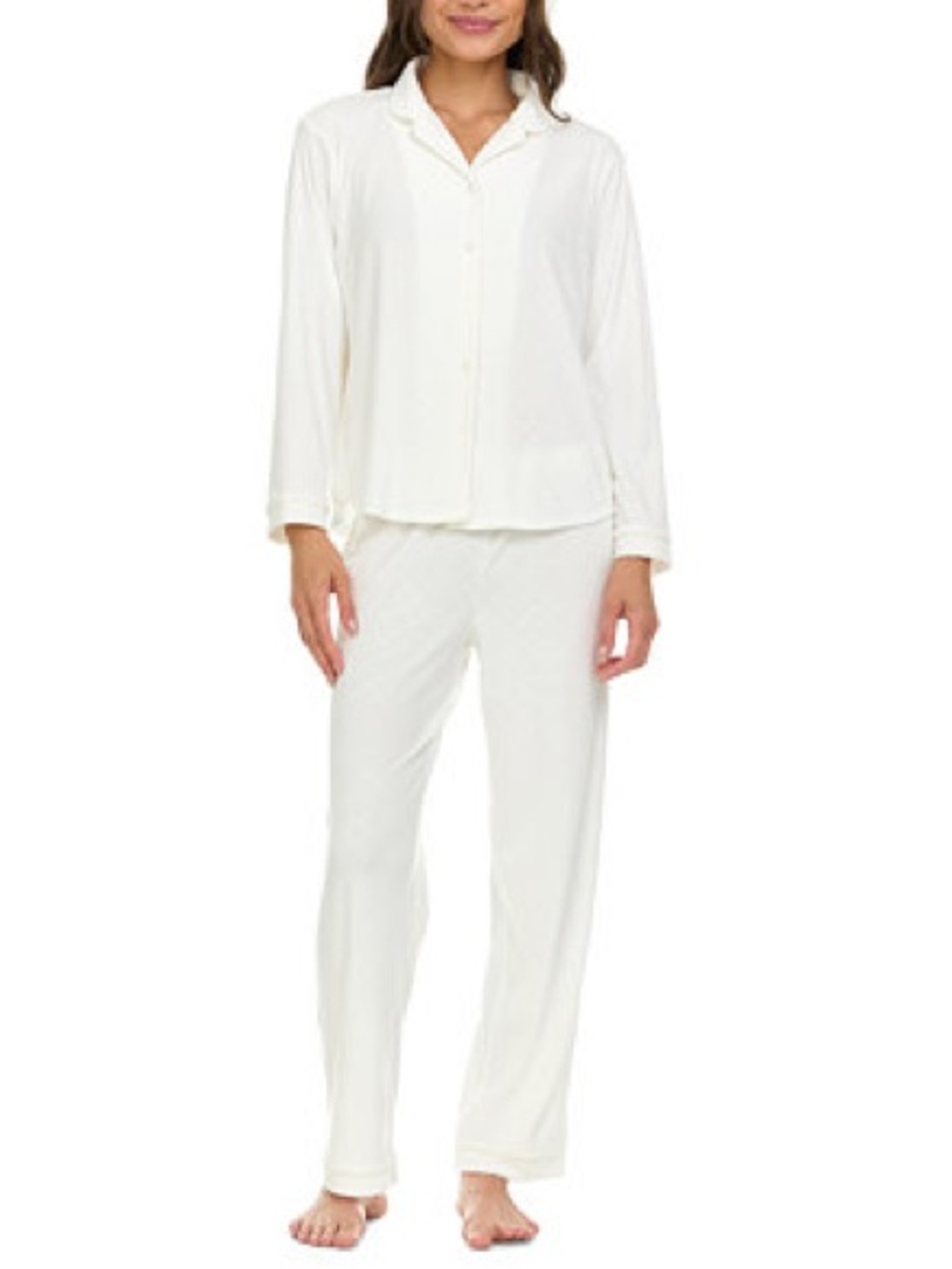 Flora Nikrooz Addie Ivory Embossed Velour Pajama Set Sz Medium